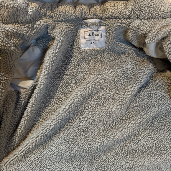 L.L. Bean Lined Down Puffer Colorblock Jacket - Gray, Blue, Orange - Picture 3 of 5